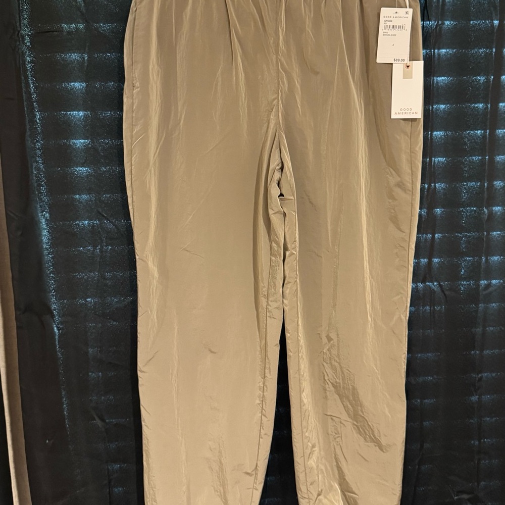 Good American Tan Sweatpants Relaxed Fit Elastic Waist